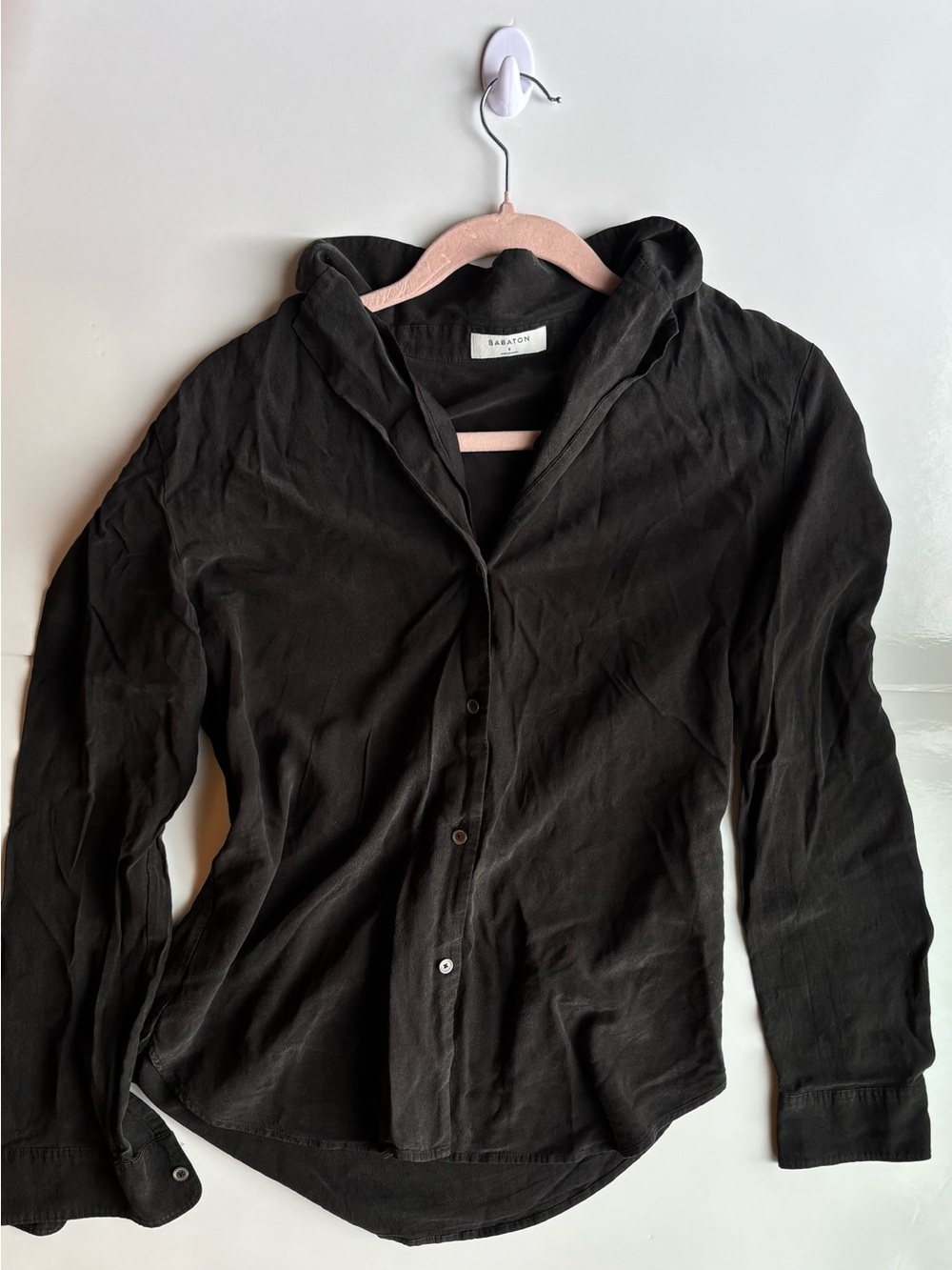 Babaton Black Button-Down Hooded Shirt